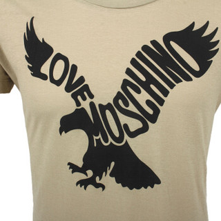 LOVE MOSCHINO 莫斯奇诺 男士卡其色棉质老鹰图案短袖T恤 M473905 00D36 XL码