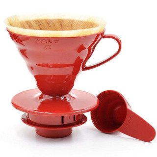 HARIO VDS-3012R V60 红色滴漏式陶瓷滤杯咖啡壶套装 1-2杯容量 