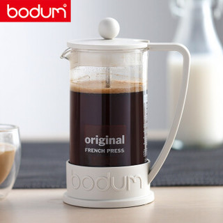 bodum 波顿法压壶 欧洲原装进口耐热玻璃咖啡壶煮咖啡杯过滤茶杯滤压小型过滤杯茶壶350ml白色 10948-913