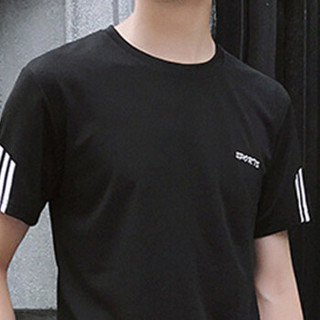 猫人（MiiOW）短袖套装2019夏季新款T恤套装男士短裤休闲运动套装1507-8808黑色L