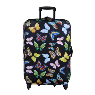 LOQI行李箱保护套 防水防雨防尘耐磨 时尚旅行拉杆箱保护套 艺术系列 蝴蝶黑 M码 适用于23-26英寸行李箱