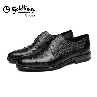 金利来（goldlion）男士正装商务休闲皮鞋舒适轻便透气502830498ADA-黑色-37码