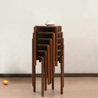 越茂 家用创意时尚小圆凳 实木成人简约木凳 客厅餐厅餐椅坐凳 咖啡色 DZ-C2033-DBR