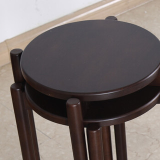 越茂 家用创意时尚小圆凳 实木成人简约木凳 客厅餐厅餐椅坐凳 咖啡色 DZ-C2033-DBR