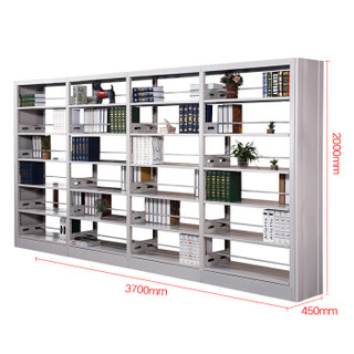 中伟钢制书架学校图书馆书店书籍室阅览室双面书架资料架一列四组六层