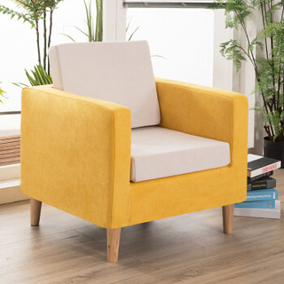 中伟 ZHONGWEI 休闲沙发简约沙发小户型北欧沙发布艺懒人沙发 黄色单人位