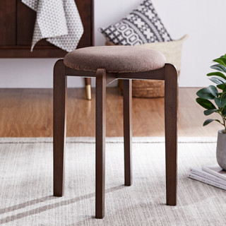 家逸实木凳子现代简约圆凳非塑料坐凳创意布艺餐椅凳