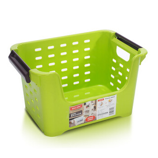 JEKO&JEKO 塑料收纳筐脏衣篮 3只装厨房置物架篮子衣物玩具叠加式收纳篮 绿色SWB-6104