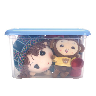 JEKO&JEKO 塑料透明收纳箱收纳盒21L 2只装衣服玩具整理箱零食多功能储物箱 蓝色SWB-5334