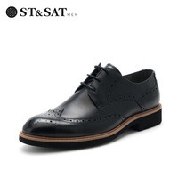 星期六男鞋（ST&SAT）英伦牛皮革商务正装鞋SS83120702 黑色布洛克 41