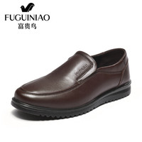 富贵鸟（FUGUINIAO）商务休闲皮鞋男士低帮套脚舒适A894212 棕色 44