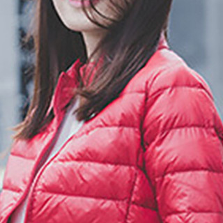 朗悦女装 2019冬季新款韩版羽绒服女轻薄款学生保暖外套短款休闲立领外套 LWYR189403 红色 M