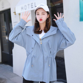 商品joy of joy 京东女装2019秋季韩版休闲连帽宽松百搭学生风衣外套