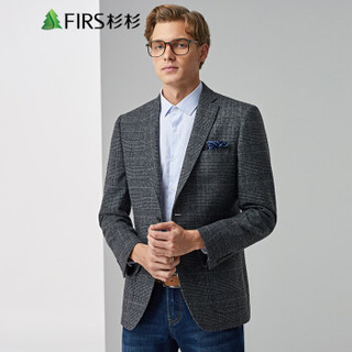 杉杉（FIRS）西装男 2019秋冬时尚简约格纹羊毛混纺商务休闲西服男 FIRSXF3090深灰 72*102