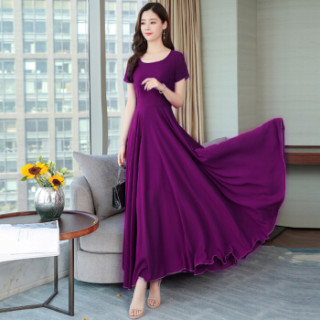 瑜珏(yujue)雪纺连衣裙女 2019夏季新款韩版超仙流行裙子长款海边度假