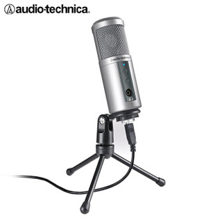 铁三角（Audio-technica）ATR2500-USB 电容麦克风 直播录音话筒 银色