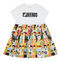 FENDI KIDS 芬迪 奢侈品童装 女童白色拼色棉质连衣裙 JFB235 7AJ F0VU8 10A/10岁/155cm