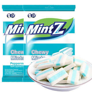 印尼进口 MintZ 明茨 清凉水果味糖果 休闲零食 清新口气 薄荷味软糖 115g*2包