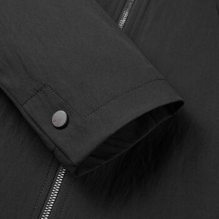 HLA海澜之家风衣2019秋季新品净色带帽简约长款防风外套HWFAD3R011A黑色(11)170/88A(48)