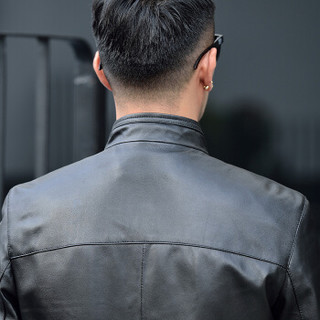 俞兆林（YUZHAOLIN）绵羊皮衣 男士大码立领薄款夹克外套5017-1522黑色XL