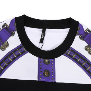 范思哲 范瑟丝 VERSACE VERSUS 奢侈品 男士白色紫色棉质印花长袖卫衣 BU90646 BJ10394 B7028 L码