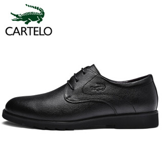 卡帝乐鳄鱼 CARTELO 男士低帮系带驾车英伦时尚商务休闲皮鞋 6961 黑色 43