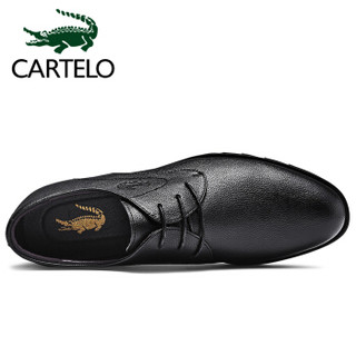 卡帝乐鳄鱼 CARTELO 男士低帮系带驾车英伦时尚商务休闲皮鞋 6961 黑色 43