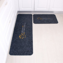 鑫腾飞 厨房地垫门垫浴室防滑垫 灰色-招财猫 40*60cm+40*120cm(2件装) *2件