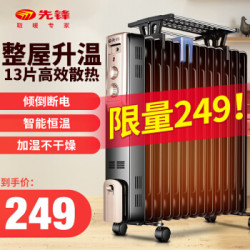 先锋(SINGFUN)取暖器电油汀电暖气家用电暖炉室内加热器 黑色 13片直板经典款DYT-Z2