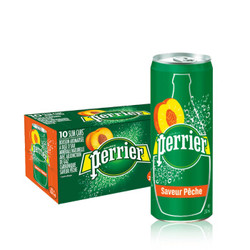 Perrier巴黎水桃子味气泡水 天然矿泉水 250ml*30罐整箱装 *3件