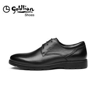 goldlion 金利来 男士圆头低帮系带平跟商务休闲皮鞋596740075 黑色 40
