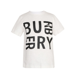 BURBERRY 巴宝莉 奢侈品童装 男童白色棉质字母logo短袖T恤 80069281 4Y/4岁/110cm