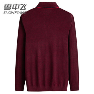 雪中飞男士秋季圆领针织衫2019新款时尚休闲纯色毛衣打底衫X90632019FJD5215 红色 175
