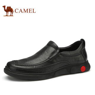 骆驼（CAMEL） 男鞋 复古百搭牛皮软底商务休闲皮鞋 A932155280 黑色 44