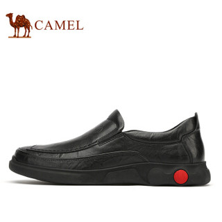 骆驼（CAMEL） 男鞋 复古百搭牛皮软底商务休闲皮鞋 A932155280 黑色 44