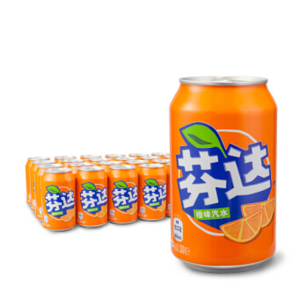 商品芬达fanta 橙味 汽水 碳酸饮料 330ml*24罐*500箱 整箱装 可口