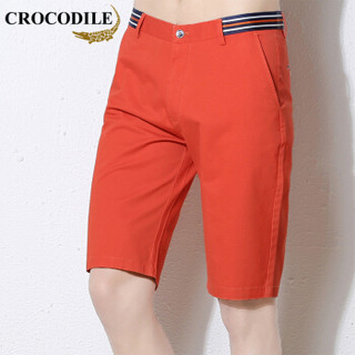 鳄鱼恤（CROCODILE）短裤 男士2019夏季新款时尚商务休闲修身短裤 D309-1788 桔红色 36码