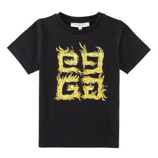 GIVENCHY KIDS 纪梵希 奢侈品童装 男童黑色棉质印花短袖T恤 H25099 09B 4A/4岁/102cm