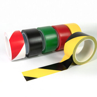 腾驰 警示胶带PVC黑黄色斑马线警戒地标贴地板地面标识彩色划线胶带 （红白 宽60mm*长23m/一卷）