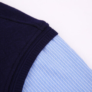 凯撒 KAISER 保暖衬衣男加绒加厚格子长袖衬衫毛衣针织衫修身弹力 BN51衬衫袖蓝白条 2XL