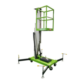 巨成移动式升降机小型电动液压单柱铝合金升高4米工作台面0606m载重