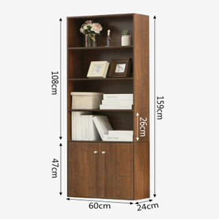 家乐铭品 书柜书架 收纳架储物柜1.59M加固带门自由组合简易柜子省空间落地文件柜现代简约客厅置物柜H596