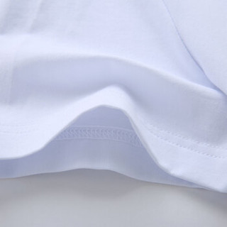 北极绒男装男士白色印花短袖T恤 青年圆领弹力棉t恤衫潮 MDT80026 白色 180/XL