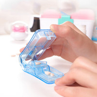 梧桐安安 切药器可固定药片分割器透明切药盒便携迷你塑料分药盒 蓝色