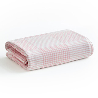 三利 纯棉毛巾被 A类标准 三层纱加厚保暖棉毯 200×150cm 居家办公午睡毯 四季通用被子盖毯 粉色