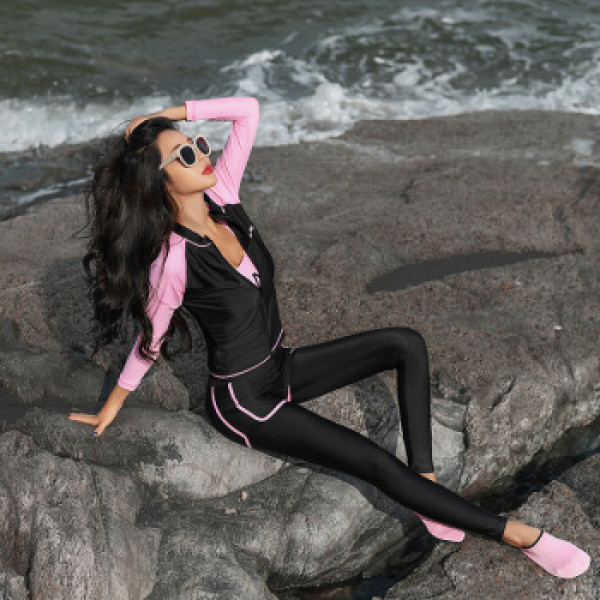 商品凡淑2019夏季女装新款韩版分体式潜水服长袖防晒泳衣冲浪浮潜服