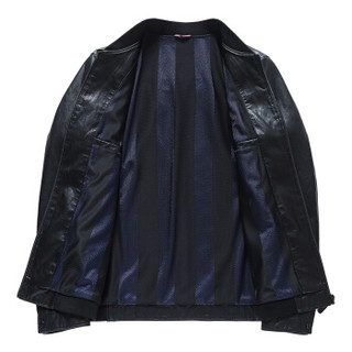 鸭鸭（YAYA） 仿皮皮衣男2019新款皮夹克商务休闲时尚夹克外套 JK1805 黑色 170/M