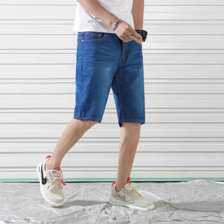 鳄鱼恤（CROCODILE）牛仔短裤 男士2019夏季新款时尚休闲修身舒适短裤 F2025-1-266 蓝色 28码