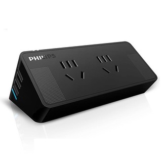 PHILIPS 飞利浦 USB智能插座 黑色 1.8米 4孔位+3USB