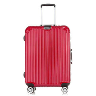 博兿（BOYI）24英寸万向轮拉杆箱 ABS+PC TSA锁铝框 男女 旅行行李托运箱子 BY15002 珠光红